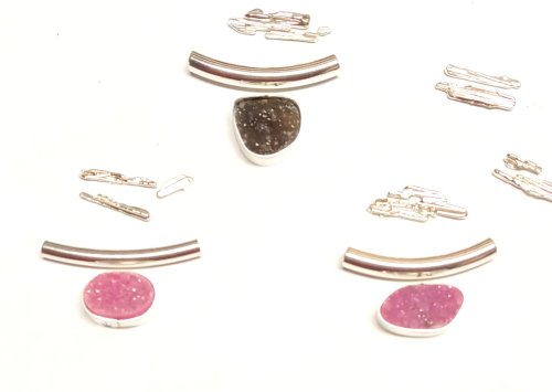 Judy Larson's Combine Druzy With Straw and Water Cast Components - , Wire Jewelry Design, Filing, Finishing, Butane Torch, Soldering, Solder, Design, Just lay out pieces and parts to see what will work well with your design esthetic